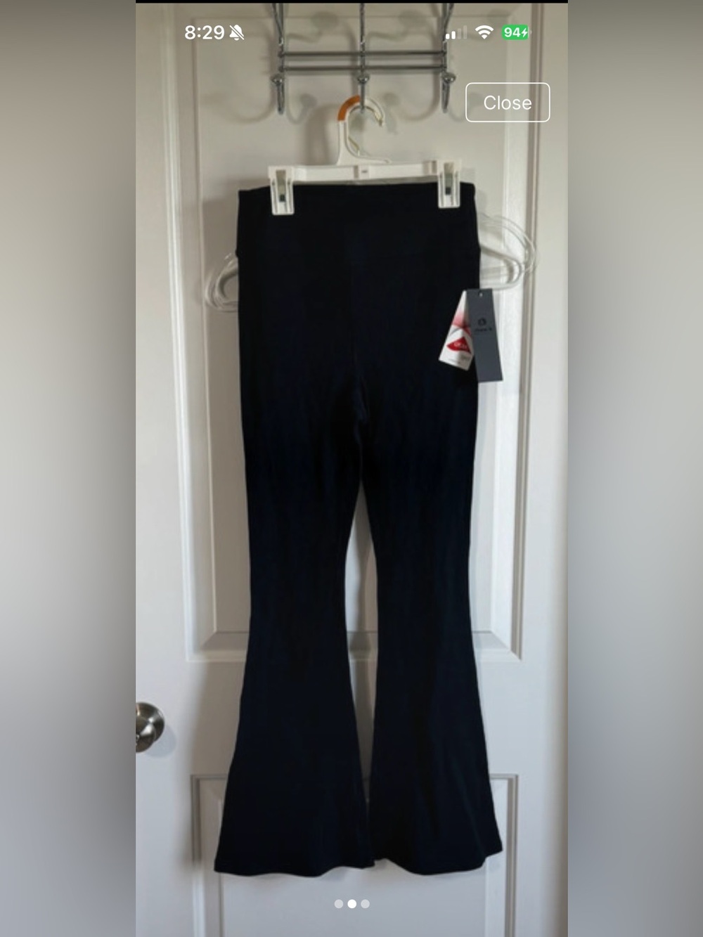 Mono B Black Ribbed Flared Leggings